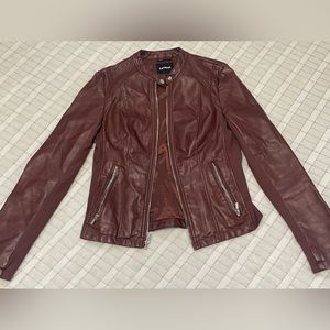 Faux leather maroon express Moro jacket! Worn a few times! Like new!